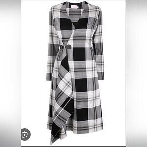 Charles Jeffrey Loverboy buckle pleated cotton-tartan midi dress (size S)